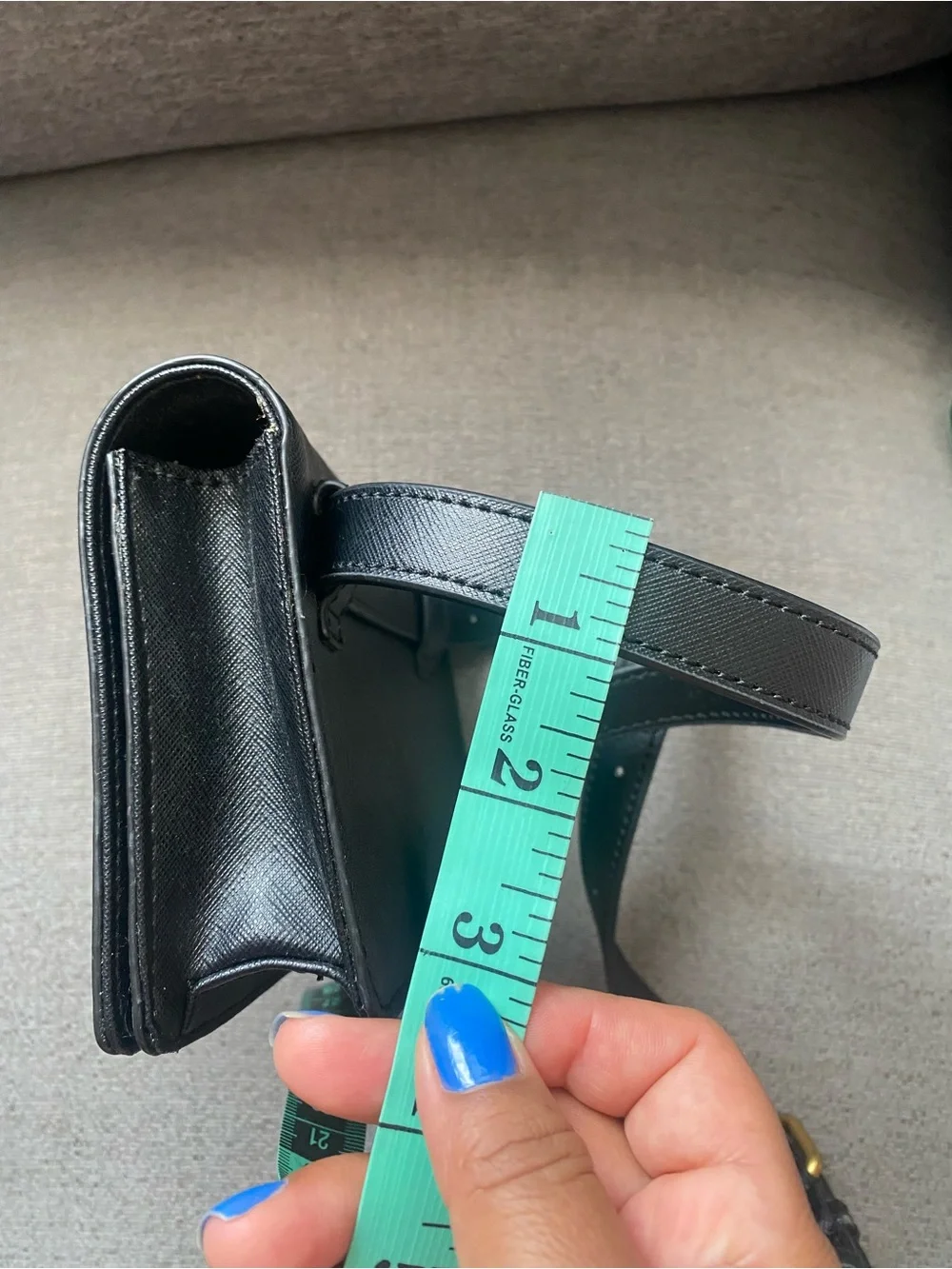 DKNY Black Leather Logo Belt Bag with Gold Hardware